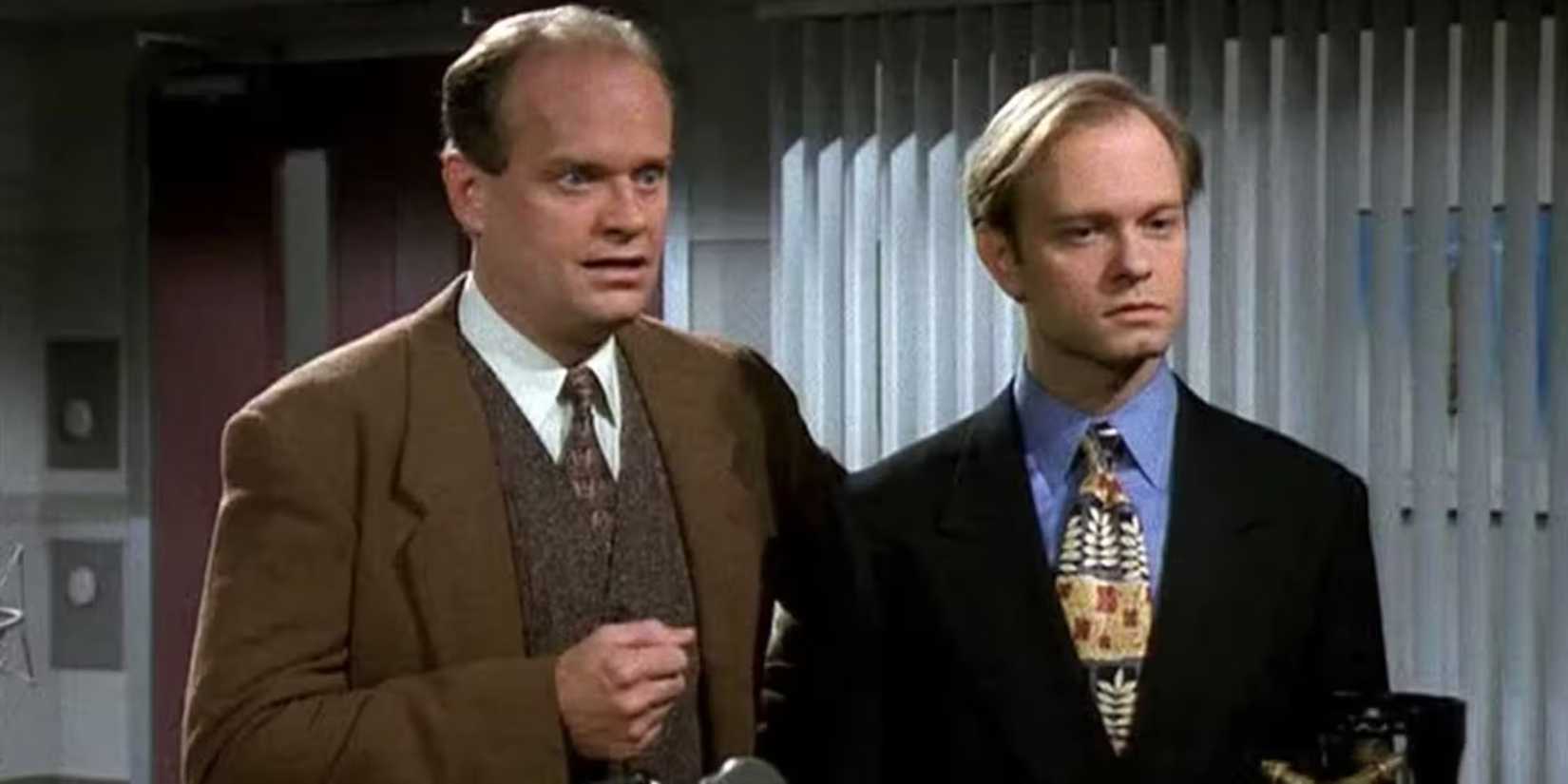 David Hyde Pierce como Niles Crane e Kelsey Grammar como Frasier Crane em Frasier
