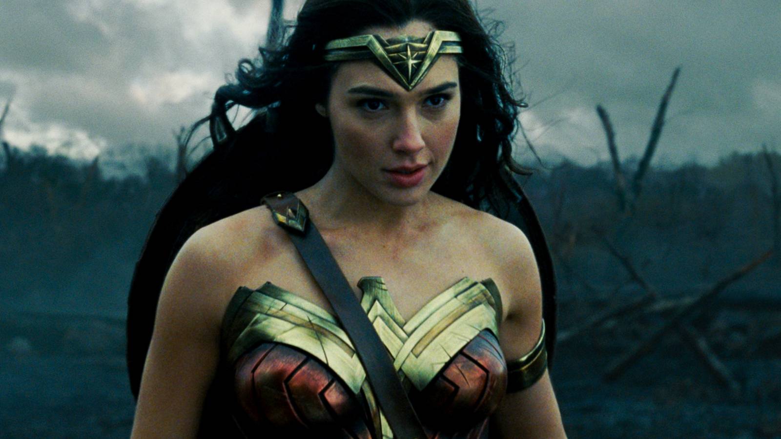 Gal Gadot's Wonder Woman looking determined in No Man's Land
