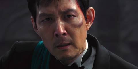 Gi-hun looking serious during Sky Squid Game in Squid Game season 3 episode 5