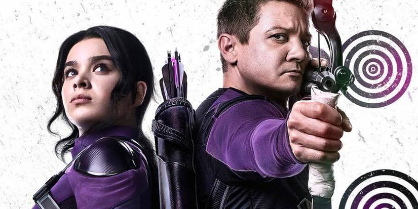 Jeremy Renner e Hailee Steinfeld em Hawkeye