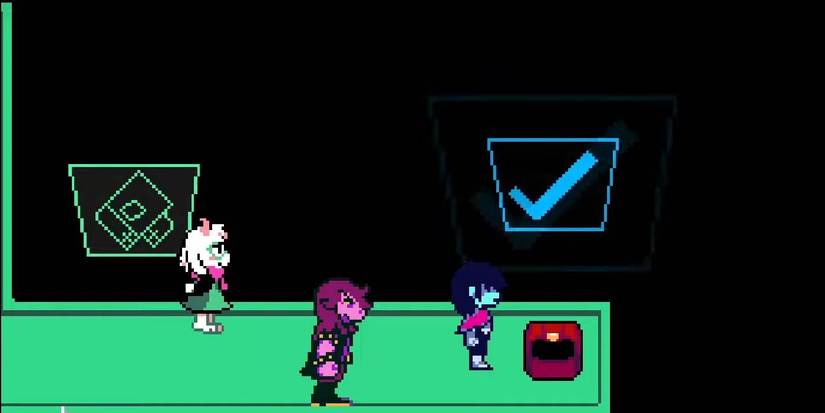 Deltarune Chapter 2 finding a blue checkmark for Hacker NPC