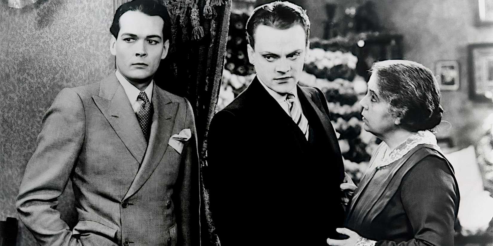 James Cagney glowers menacingly in a scene from The Public Enemy
