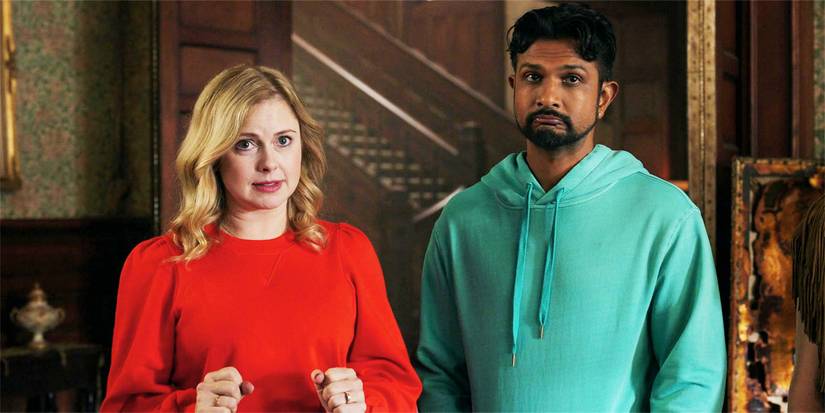 Jay and Sam talking to someone, off-camera, in an episode of Ghosts