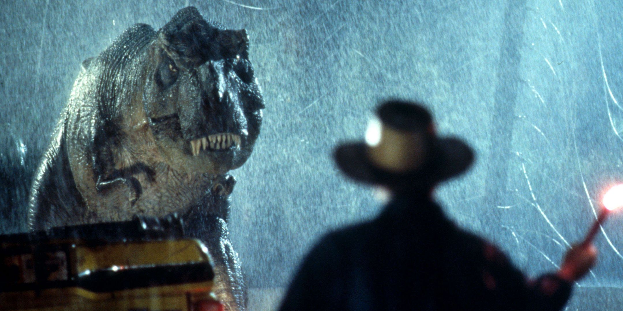 Dr. Grant davanti a T-Rex in Jurassic Park