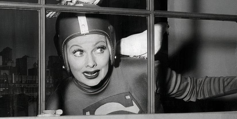 Lucy in her superman costume in I Love Lucy