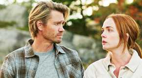 Maggie and Cal looking at each other in an episode of Sullivan's Crossing