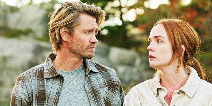 Maggie and Cal looking at each other in an episode of Sullivan's Crossing