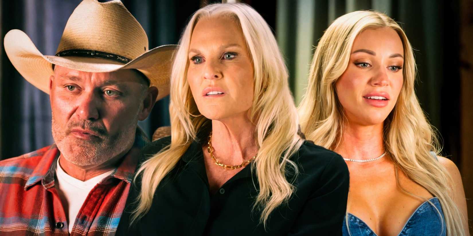 Стив МакБee Sr., Кристи МакБee и Кала Джексон из "Dynastia МакБee: Настоящие американские ковбои" выглядят обеспокоенными