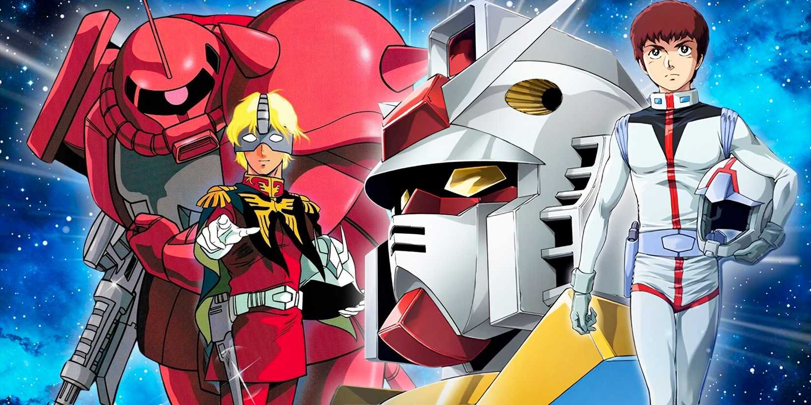 Feature header showing Amuro and Char
