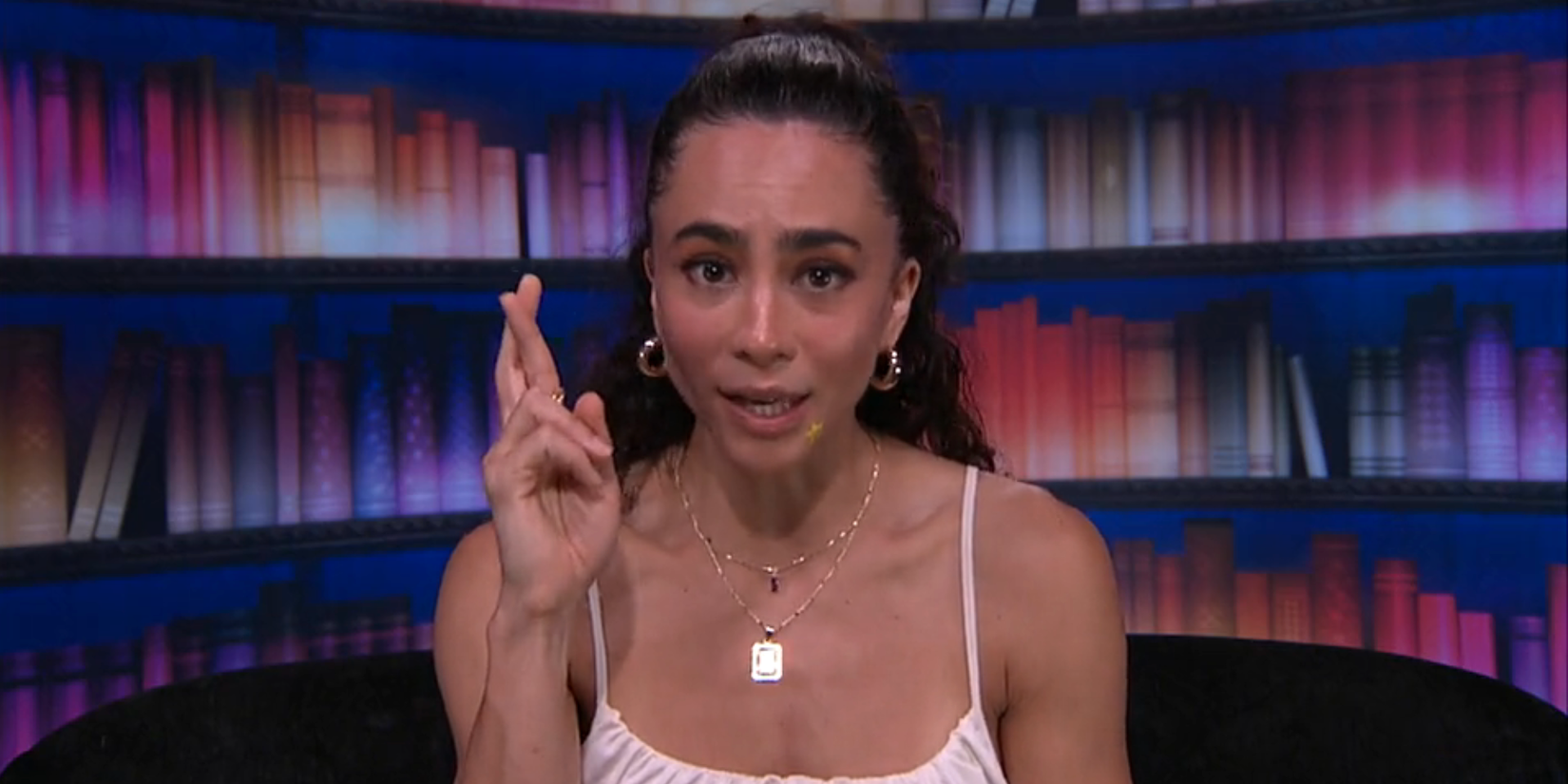 Morgan Pope crosses her fingers during a confessional on Big Brother season 27