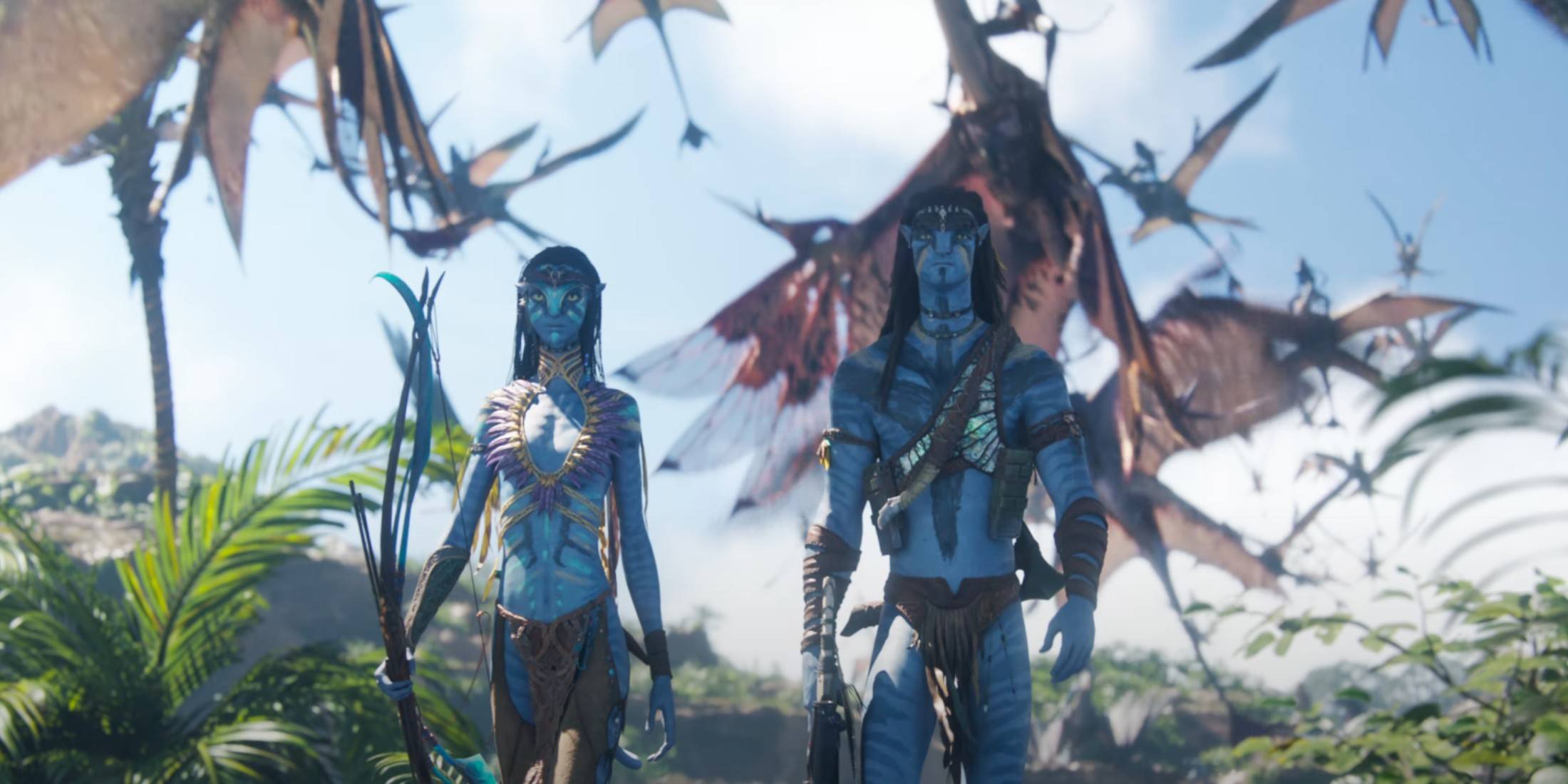 Neytiri and Jake walking forward in the Avatar Fire and Ash trailer
