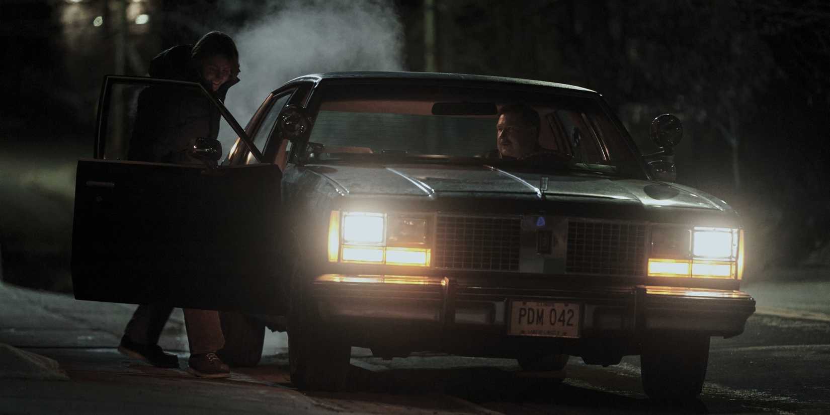 Michael Chernus as John Wayne Gacy picking up a hitchhiker in Devil in Disguise