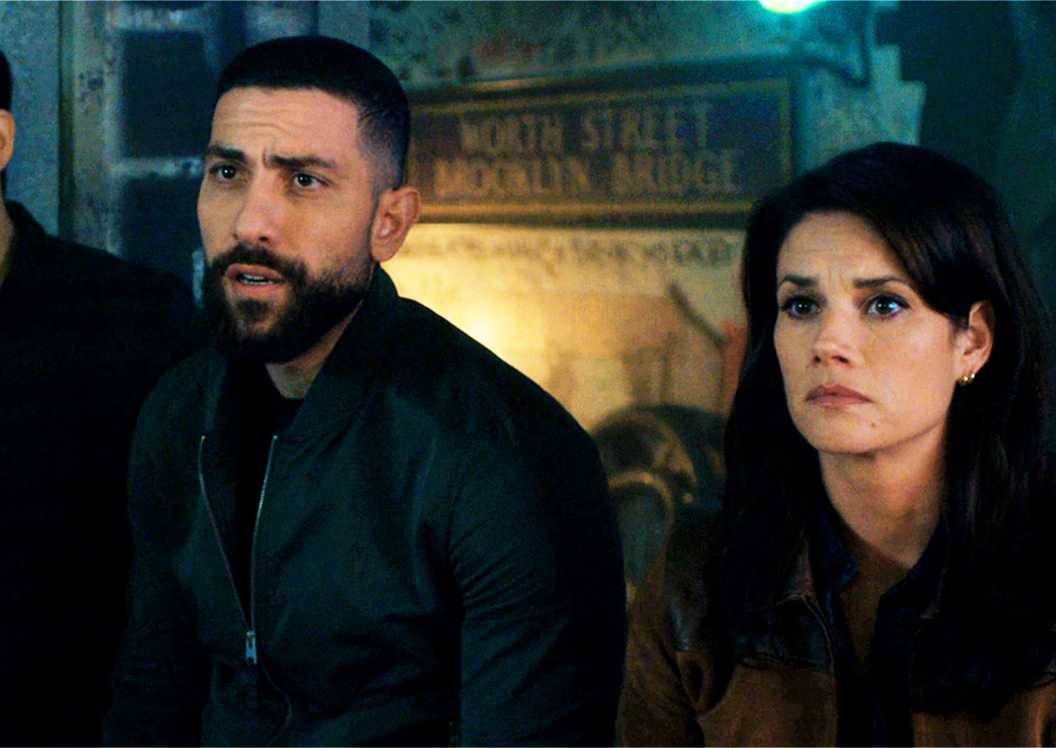 OA and Maggie in the FBI season 7 finale, talking to a group