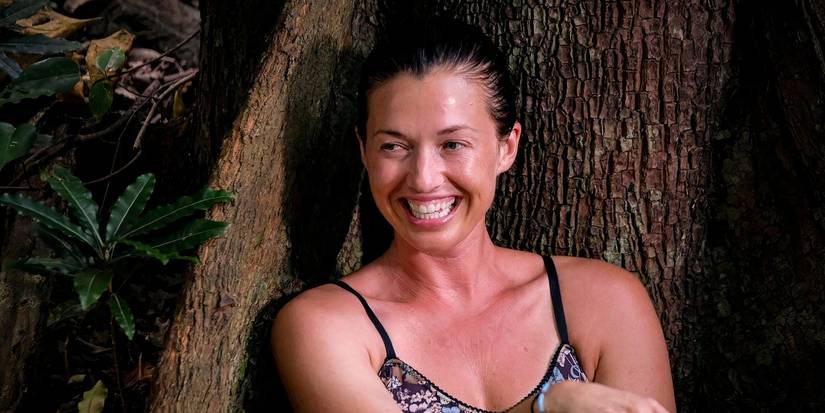 Parvati Shallow from Survivor sitting in front of a tree