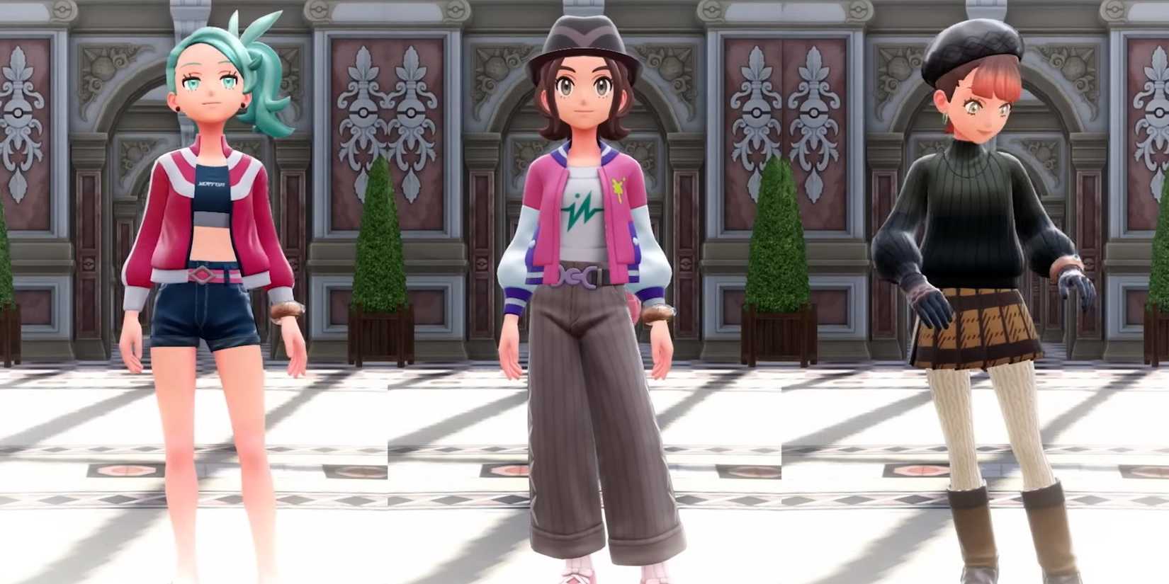 Pokemon Legends Z-A's different character outfits.