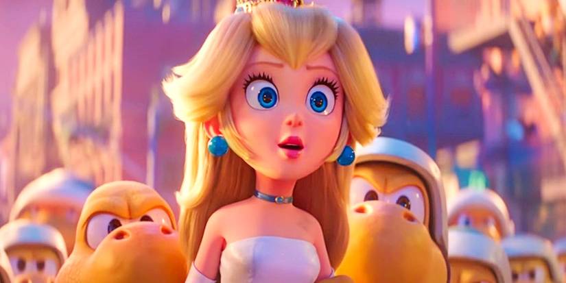 princess peach looking hopeful in the super mario bros movie