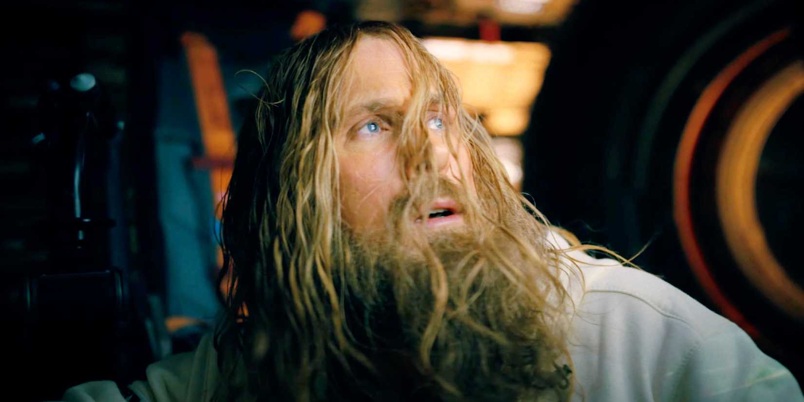 Ryan Gosling looking confused with a beard as Ryland Grace in Project Hail Mary