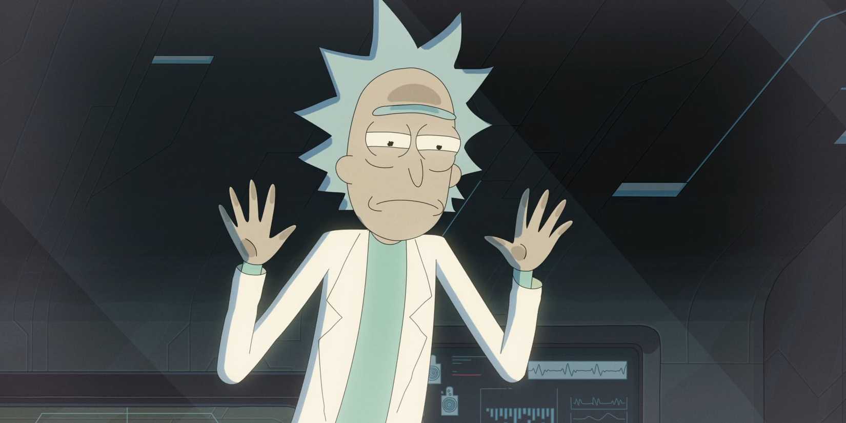 Rick Sanchez looking sadly through a window in Rick and Morty season 8, episode 10