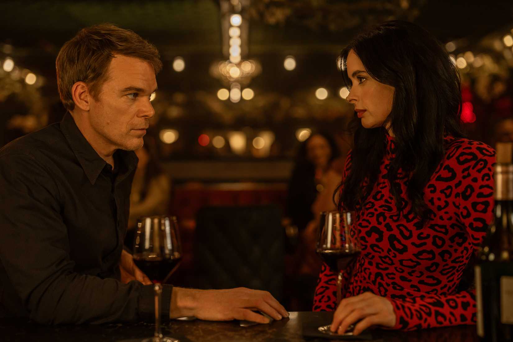 Michael C. Hall and Krysten Ritter as Dexter Morgan and Lady Vengeance in Dexter: Resurrection.