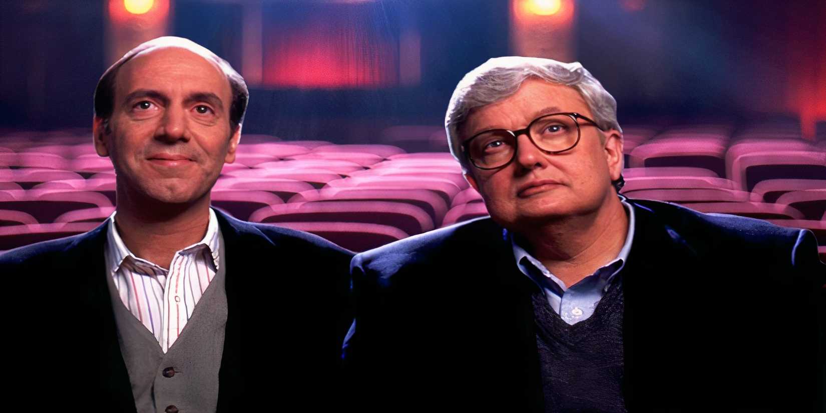 Gene Siskel and Roger Ebert sitting in a theater