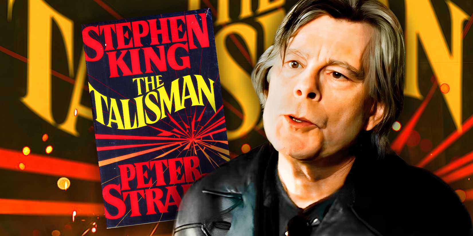 Stephen King in Front ot the Talisman Book Cover