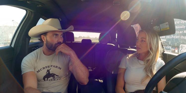 The McBee Dynasty's Steven McBee Jr. and Calah Jackson sitting in a car looking tense