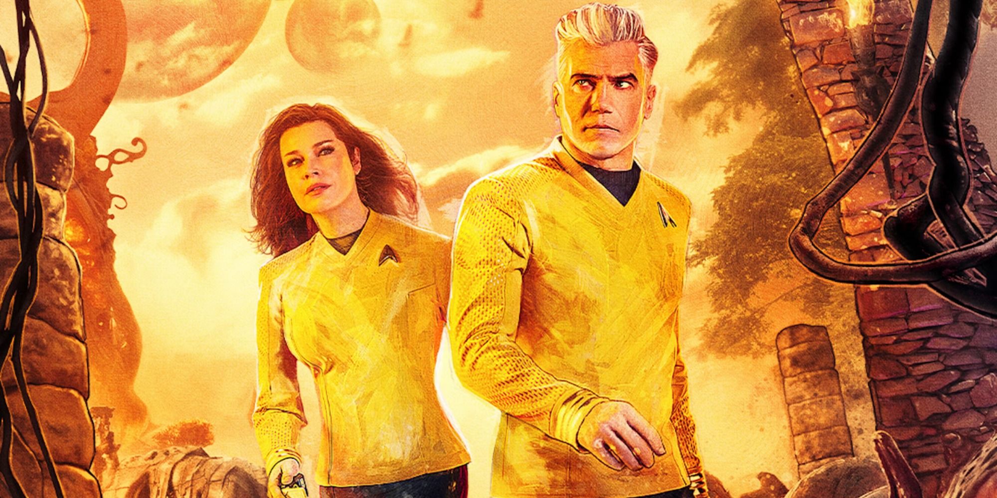 Captain Pike and Number One on a poster for Strange New Worlds Season 3