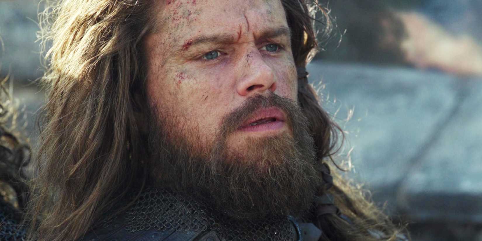 Matt Damon looking concerned in The Great Wall