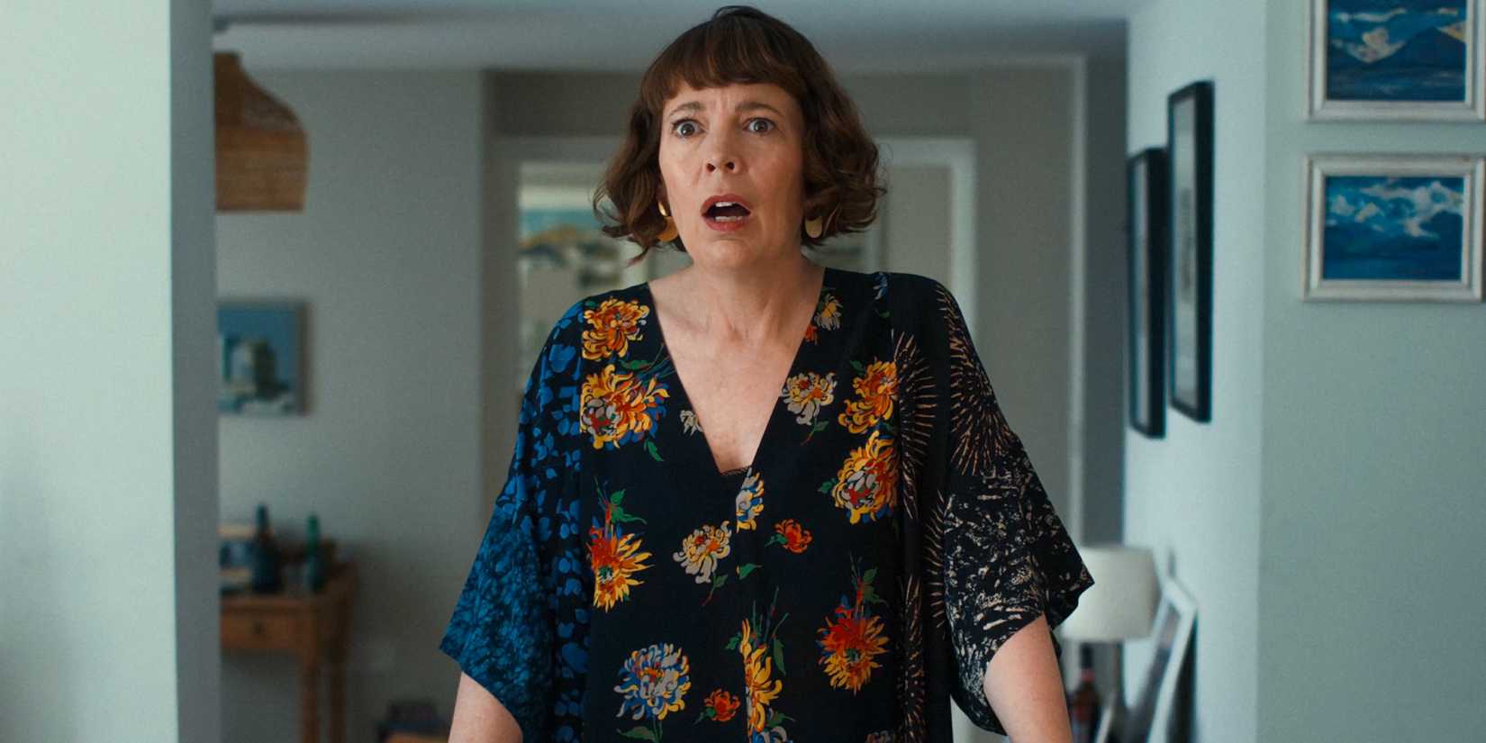 Olivia Colman looks shocked in The Roses