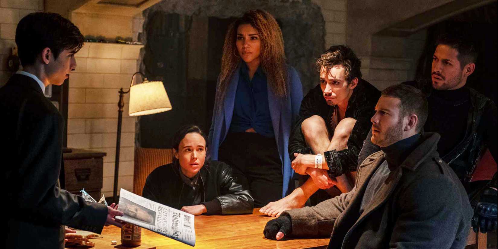 Os irmãos Hargreeves em The Umbrella Academy.