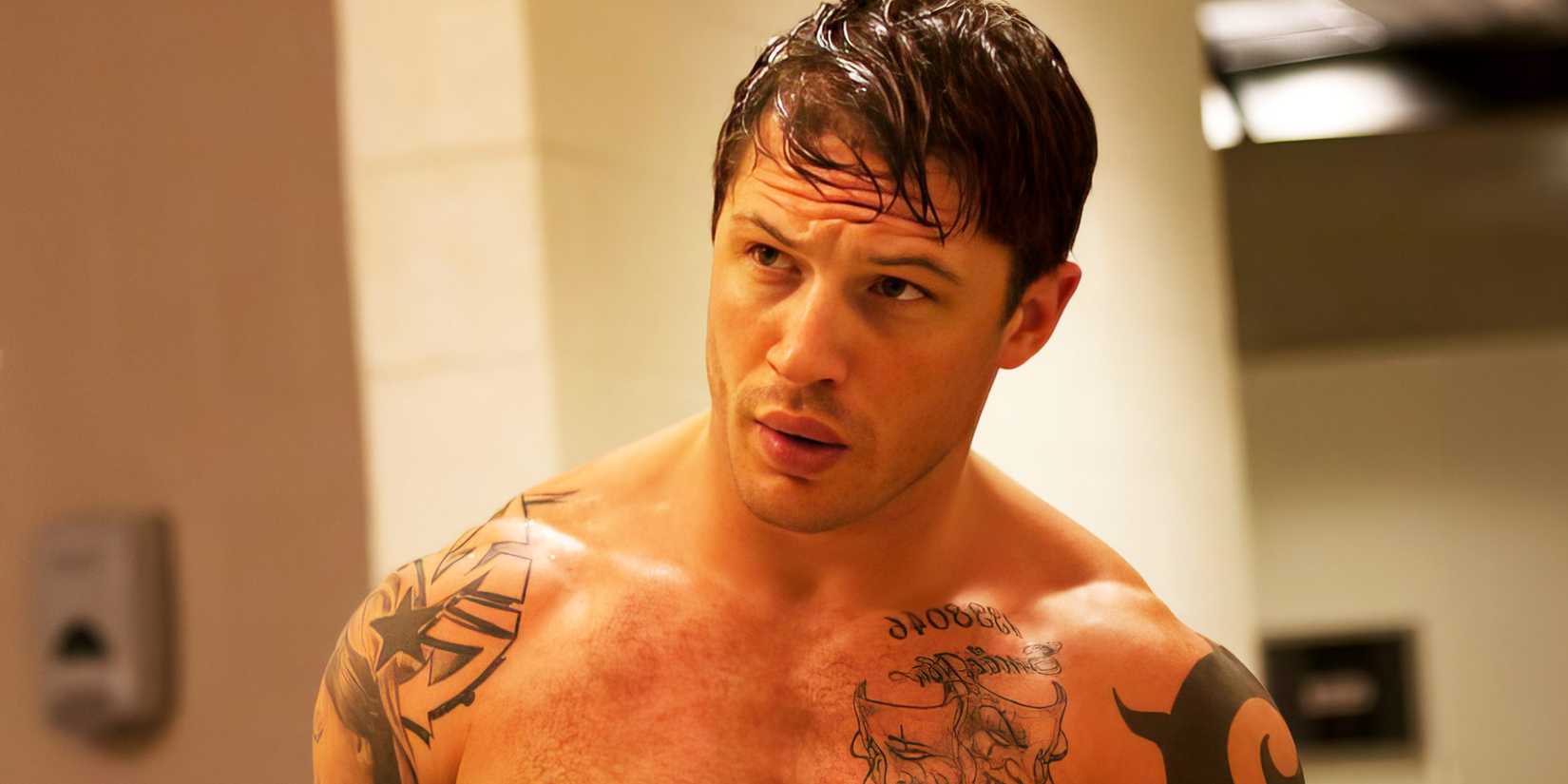 Tom Hardy without a shirt on in Warrior.