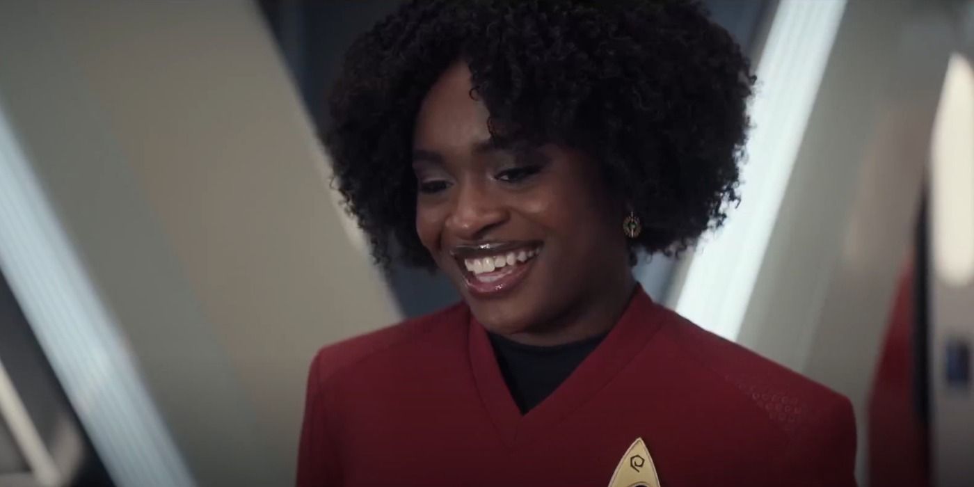 Uhura smiling in Star Trek Strange New Worlds season 3