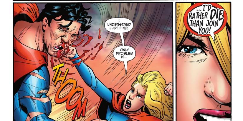 Ultragirl the Supergirl of Earth 3 would rather die than join Ultraman in Crime Syndicate #6