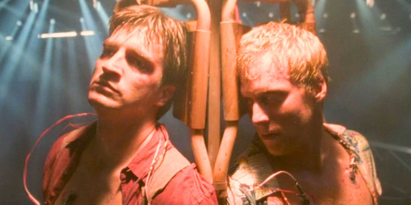 Nathan Fillion as Mal and Alan Tudyk as Wash in Firefly