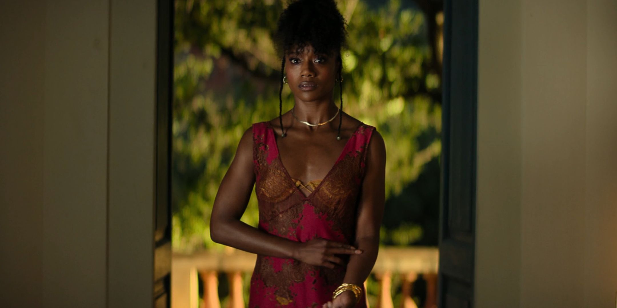 Song touching her arm in Foundation