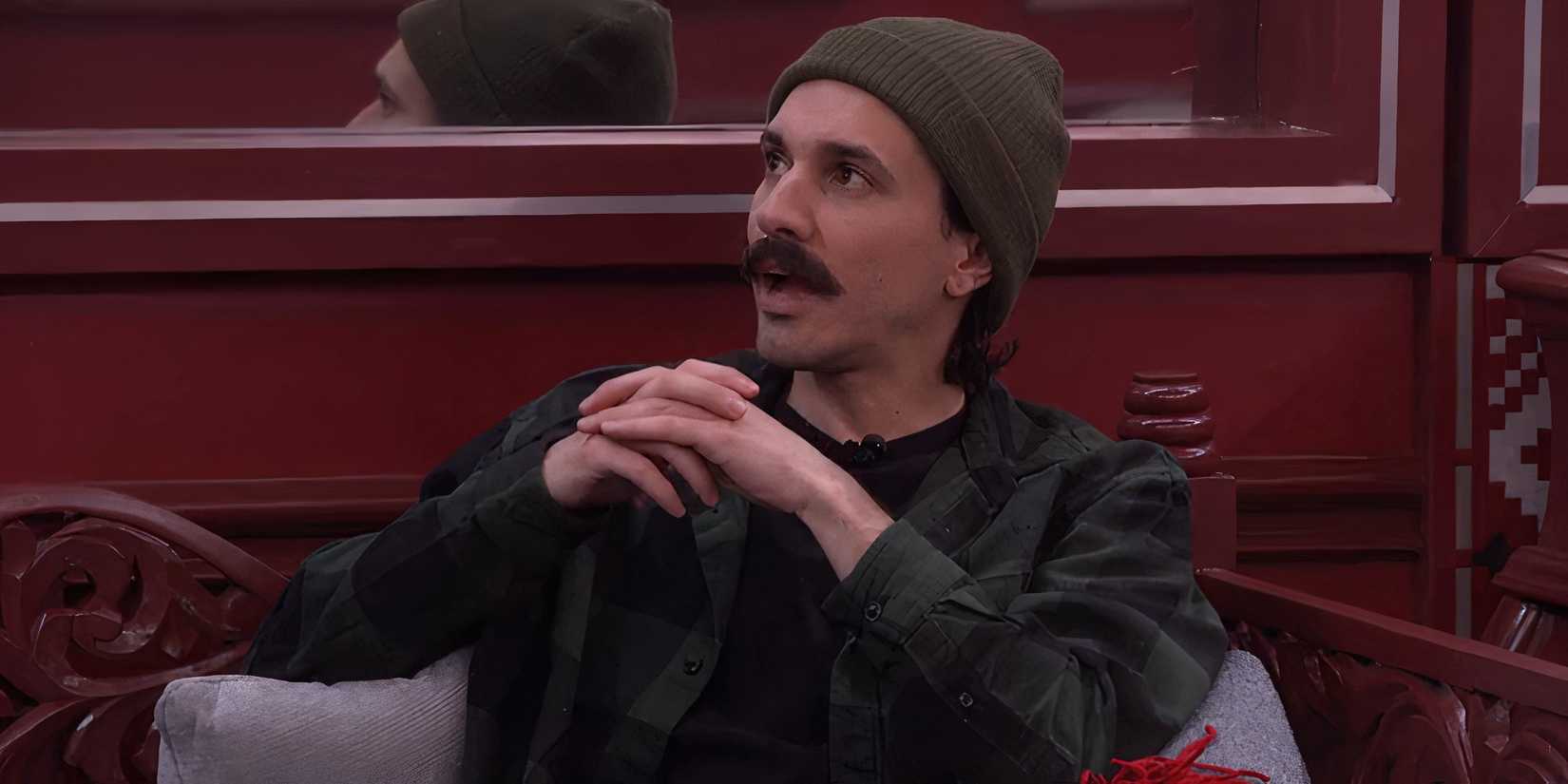 Vince Panaro talks with his hands clasped together in the HOH room on Big Brother 27