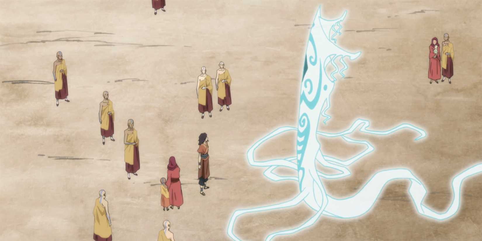 Wan talking to rava among the airbenders in the legend of korra