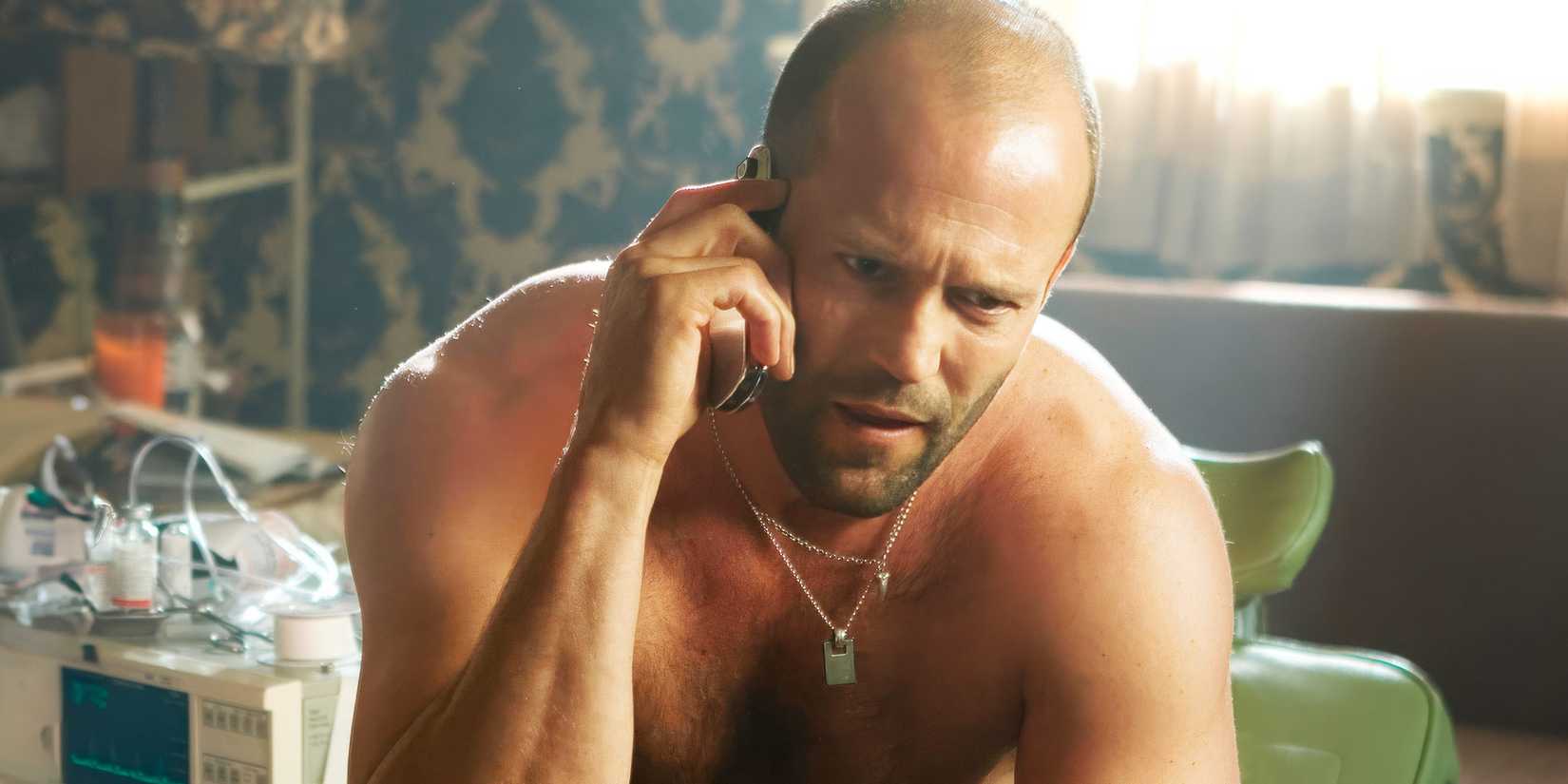 Jason Statham as Chev talking on the phone in Crank