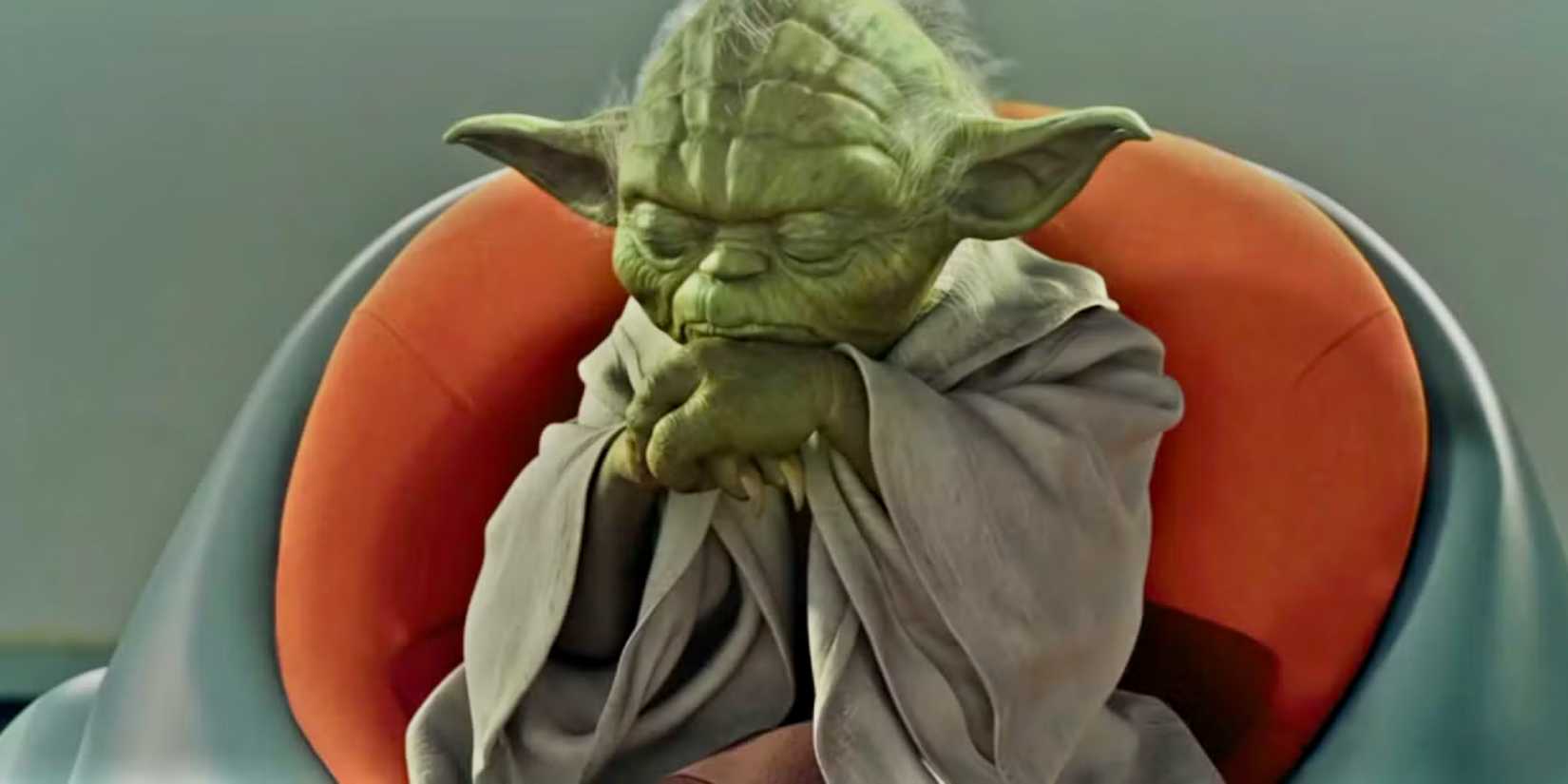 Yoda With His Eyes Closed On Jedi Council