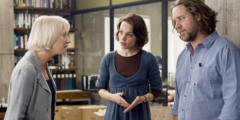 Helen Mirren, Rachel McAdams and Russell Crowe arguing in State of Play
