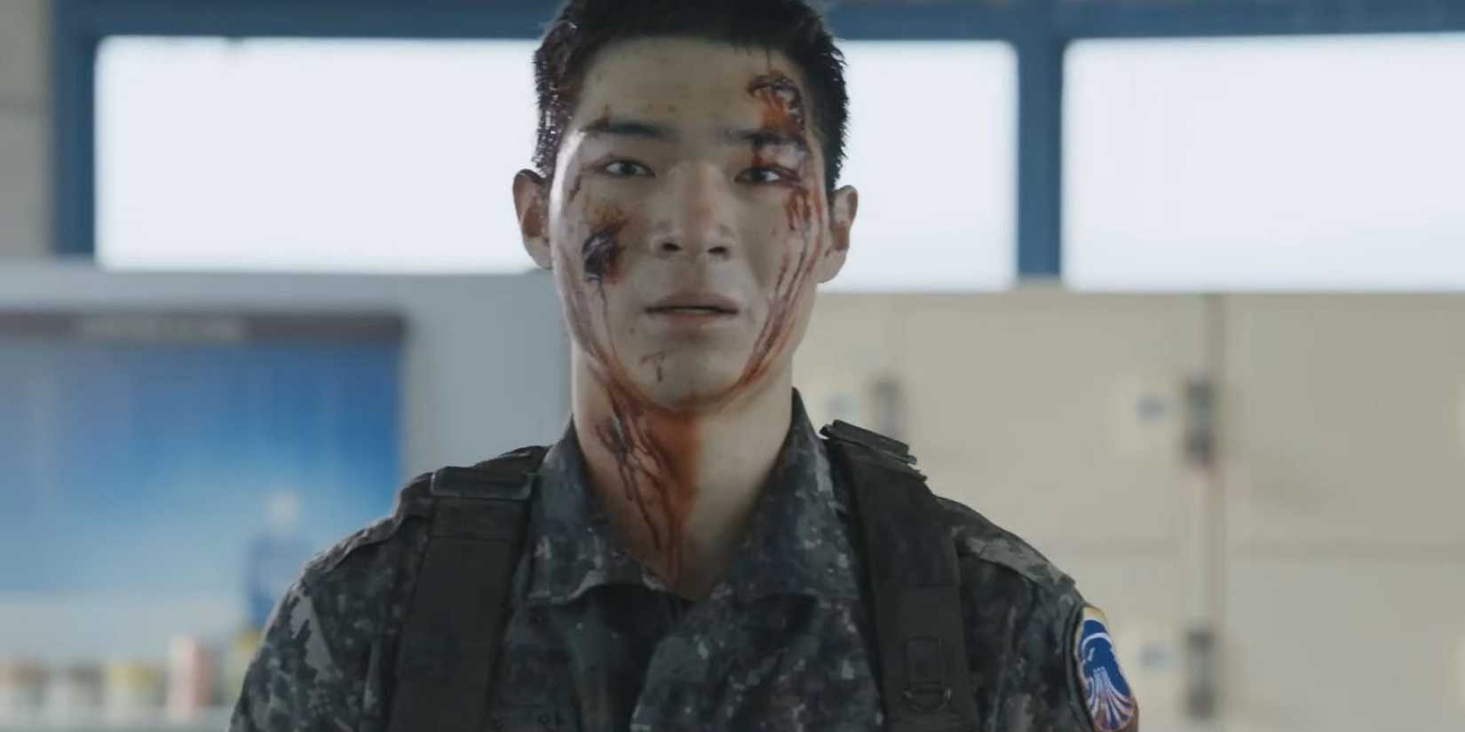 A bloodied man in Train to Busan