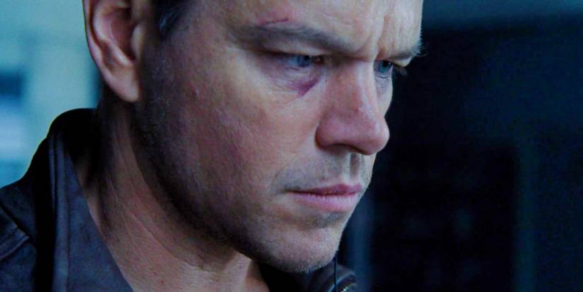 A closeup of Matt Damon looking intense in Jason Bourne 2016