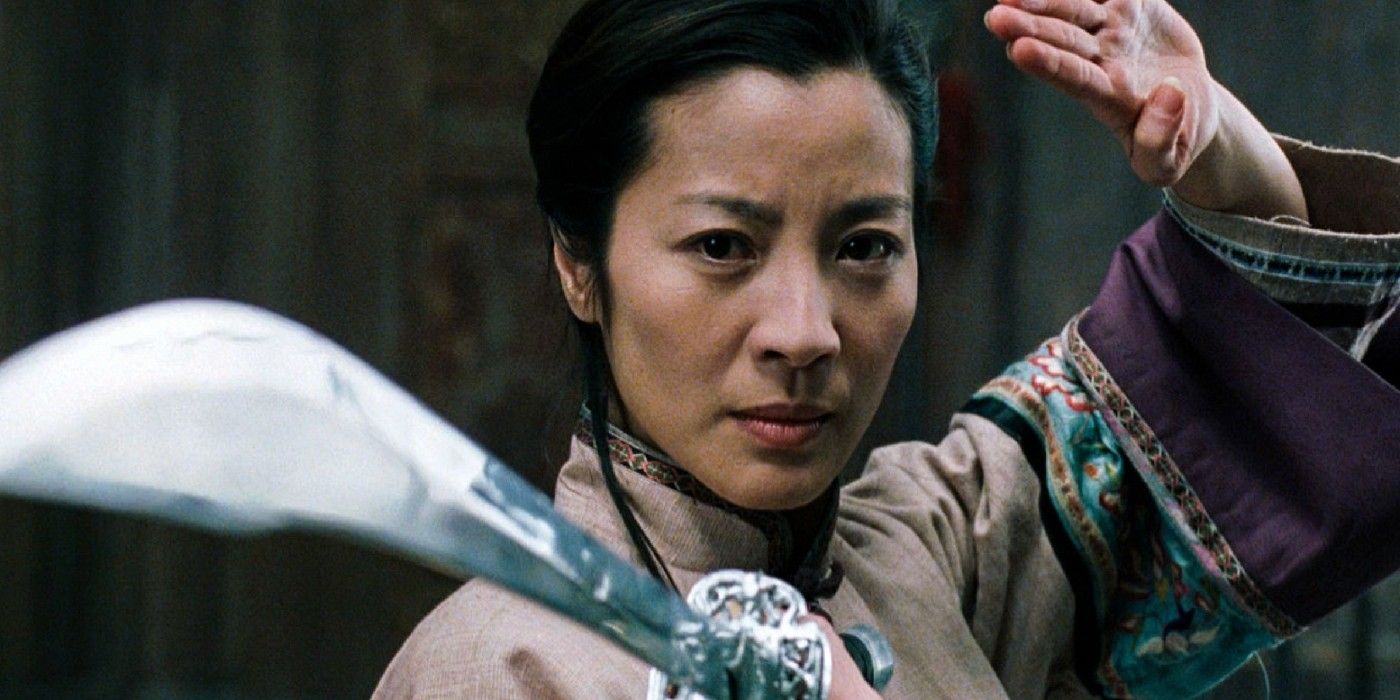 A fighter holding a sword in Crouching Tiger Hidden Dragon