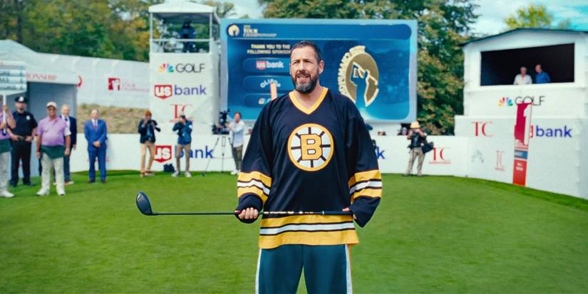 Adam Sandler in hockey gear in Happy Gilmore 2