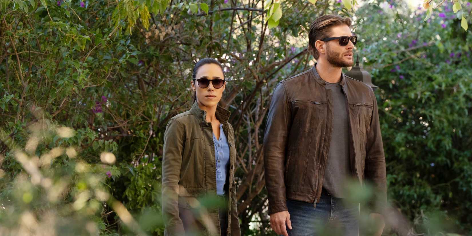 Jensen Ackles as Mark Meachum and Jessica Camacho as Amber Oliveras