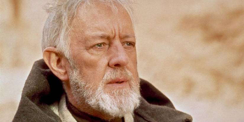 Alec Guinness as Obi-Wan Kenobi staring in Star Wars