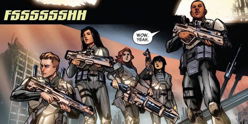 Alien's Steel Team suited up in armor holding weapons.