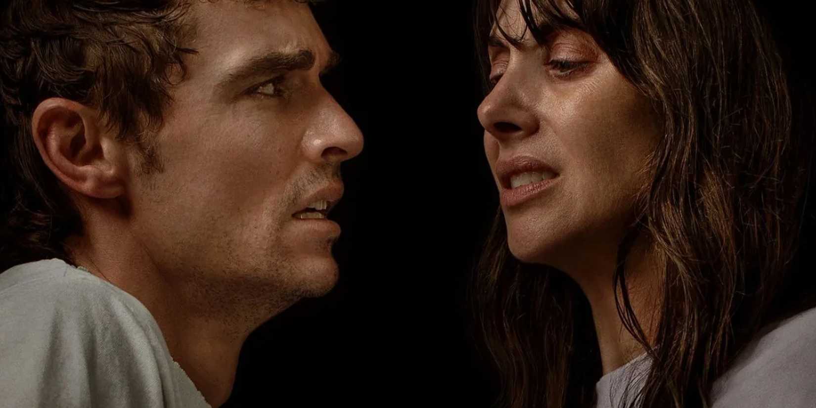 alison brie and dave franco close together looking distressed in together