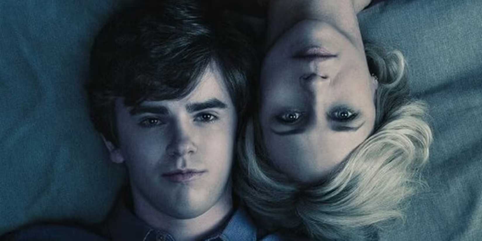 Freddie Highmore as Norman Bates and Vera Farmiga like Norma Bates in Bates Motel