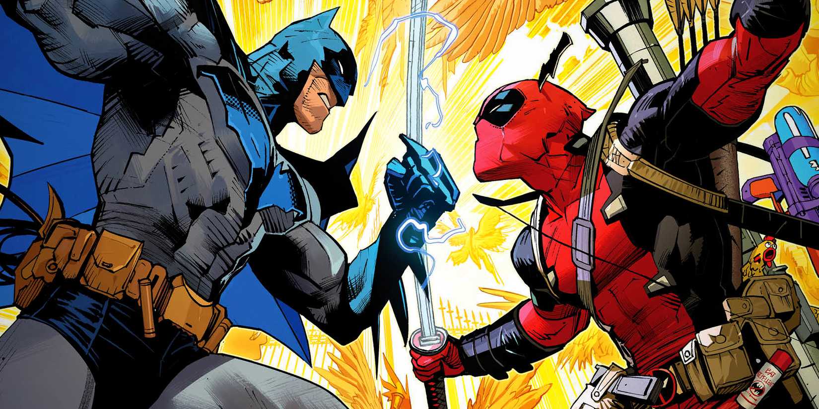 Batman and Deadpool in DC Crossover Comic Art